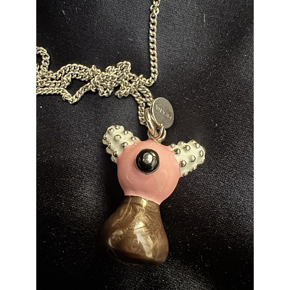 Prada Animalia Jewels Necklace Pink Brown Enamel Pendant w/ Box - Picture 2 of 7